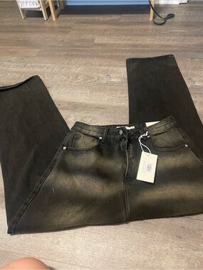 MNML Black Washed Straight Jeans
